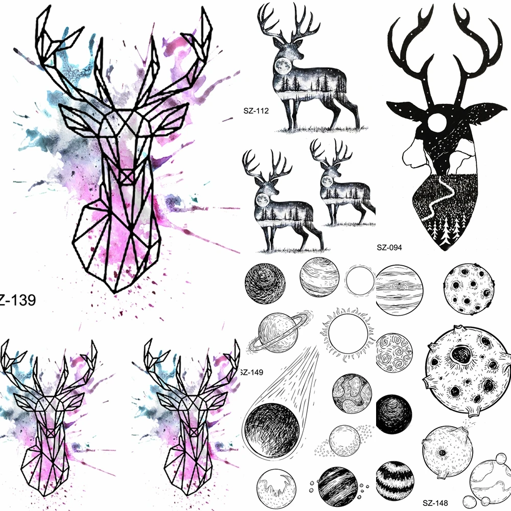 Watercolour Moose Women Tattoos Temporary Men Arm Geometric Elk Waterproof Tatoos Stickers Horn Body Neck Fake Tattoo Paste
Watercolour Moose Women Tattoos Temporary Men Arm Geometric Elk Waterproof Tatoos Stickers Horn Body Neck Fake Tattoo Paste