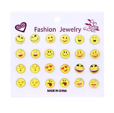 12 pairs/set Round Yellow Happy Face Emoji Earrings Set Cute Funny Earrings Smiley Stud Earrings Christmas Earrings Kits jewelry
12 pairs/set Round Yellow Happy Face Emoji Earrings Set Cute Funny Earrings Smiley Stud Earrings Christmas Earrings Kits jewelry