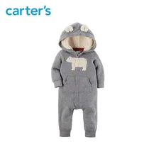 Carroceiros macacão de bebê bonito ear lã com capuz macacão bebê menina macacão roupa do bebê recém-nascido menino 118H621/118I728/118I726 /118I770(China)