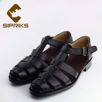 Sipriks Genuine Leather Black Gladiator Sandals Mens Sewing Rubber Outsole Buckle Strap Shoes Retro Rome Style Hollow Fretwork
Sipriks Genuine Leather Black Gladiator Sandals Mens Sewing Rubber Outsole Buckle Strap Shoes Retro Rome Style Hollow Fretwork