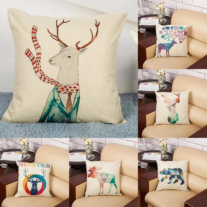 New Colorful Geometry animal Pillow case Reindeer brother Printed pillowcases Linen cotton Pillow covers Sofa 45*45cm
New Colorful Geometry animal Pillow case Reindeer brother Printed pillowcases Linen cotton Pillow covers Sofa 45*45cm