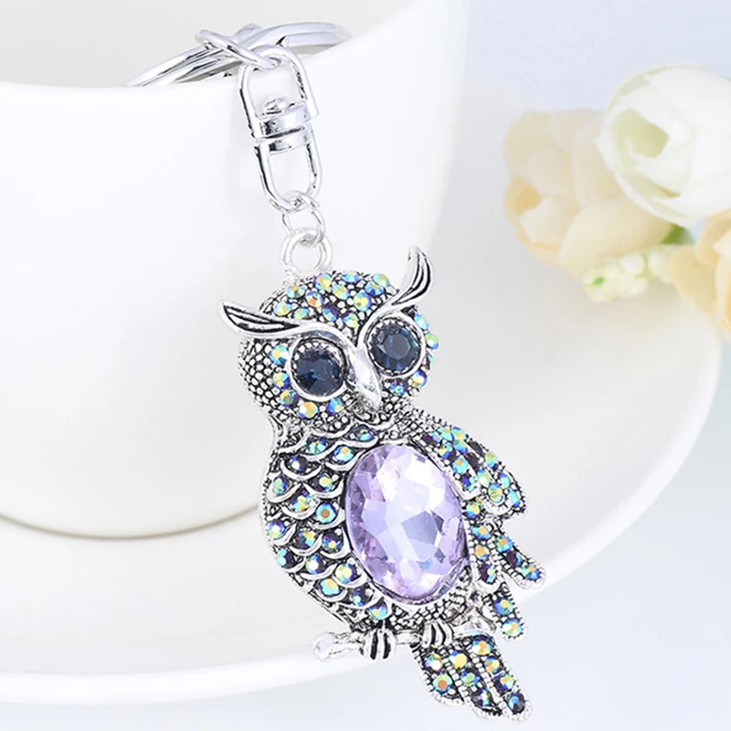 Fashion Cute Rhinestone Crystal Owl Keychain Purse Handbag Car Key Keyring Holder Pendant Women Jewelry Accessories Party Gift | Украшения
