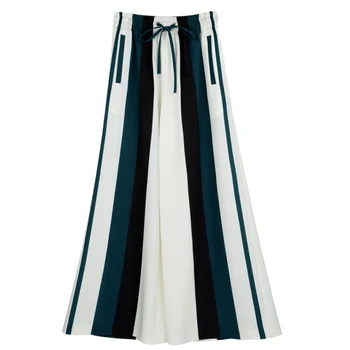 wide Leg Pants Women Striped Loose hit color New high Waist Elegant elastic chiffon pants
wide Leg Pants Women Striped Loose hit color New high Waist Elegant elastic chiffon pants