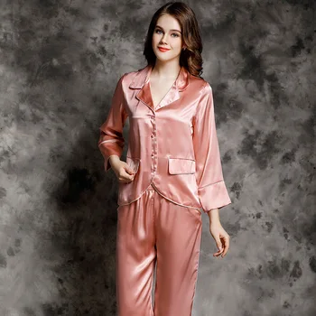 CEARPION Women Pajama Set With Pocket Silk Natural Sleepwear 2Pcs Shirt & Pants Nightgown Elegant Long Pajamas Suit Home Wear
CEARPION Women Pajama Set With Pocket Silk Natural Sleepwear 2Pcs Shirt & Pants Nightgown Elegant Long Pajamas Suit Home Wear