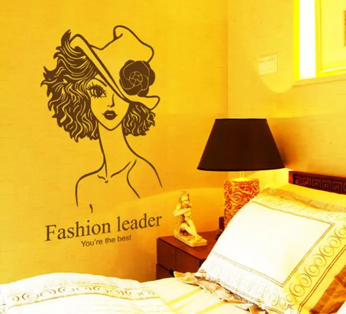 

Beauty Salon Applicable Wall Decal Beautiful Woman Hat Makeup Styling Silhouette Wall Stickers Vinyl Art Mural Girls Room