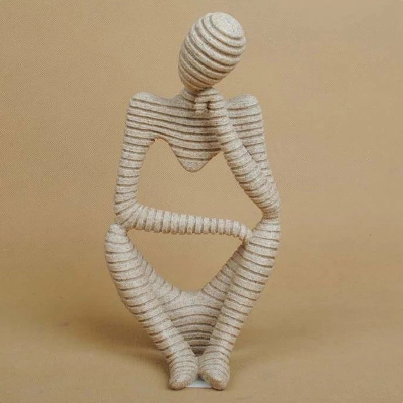 Nature Resin Sandstone Statues Abstract Characters Thinker Figure Hand Carved Figurine Crafts For Home Decor Accessories
