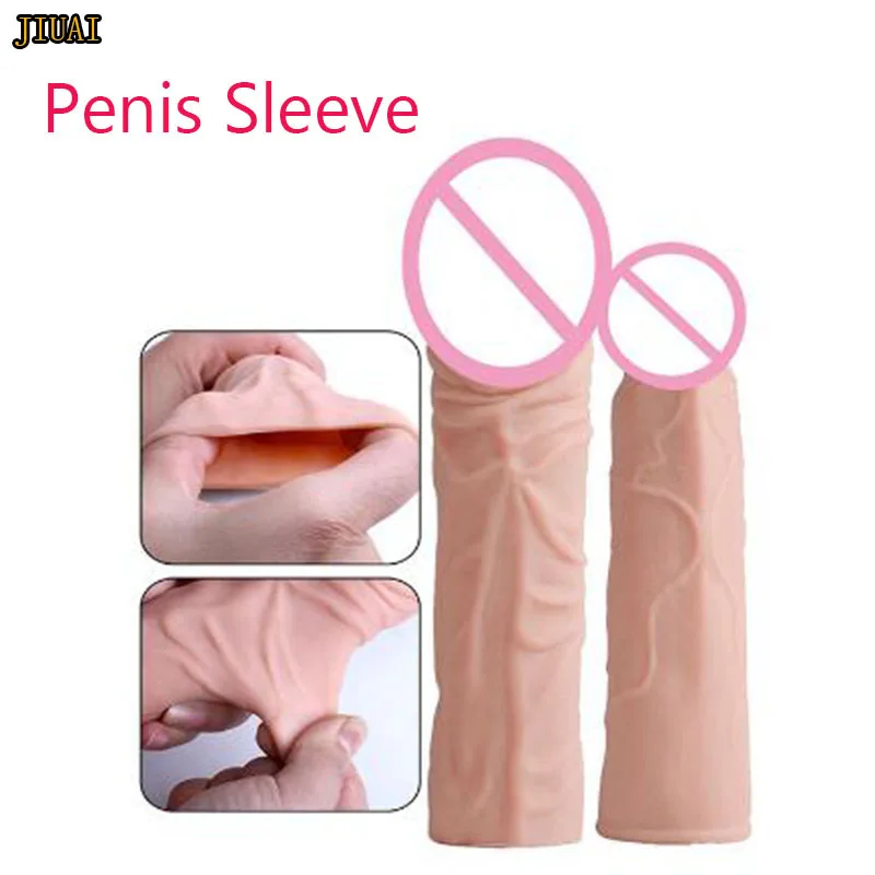 Reusable Enlargement Condom Penis Dildo Extender Intimate Goods Sex Toys For Men Sleeve Condoms Cock Rings | Красота и здоровье