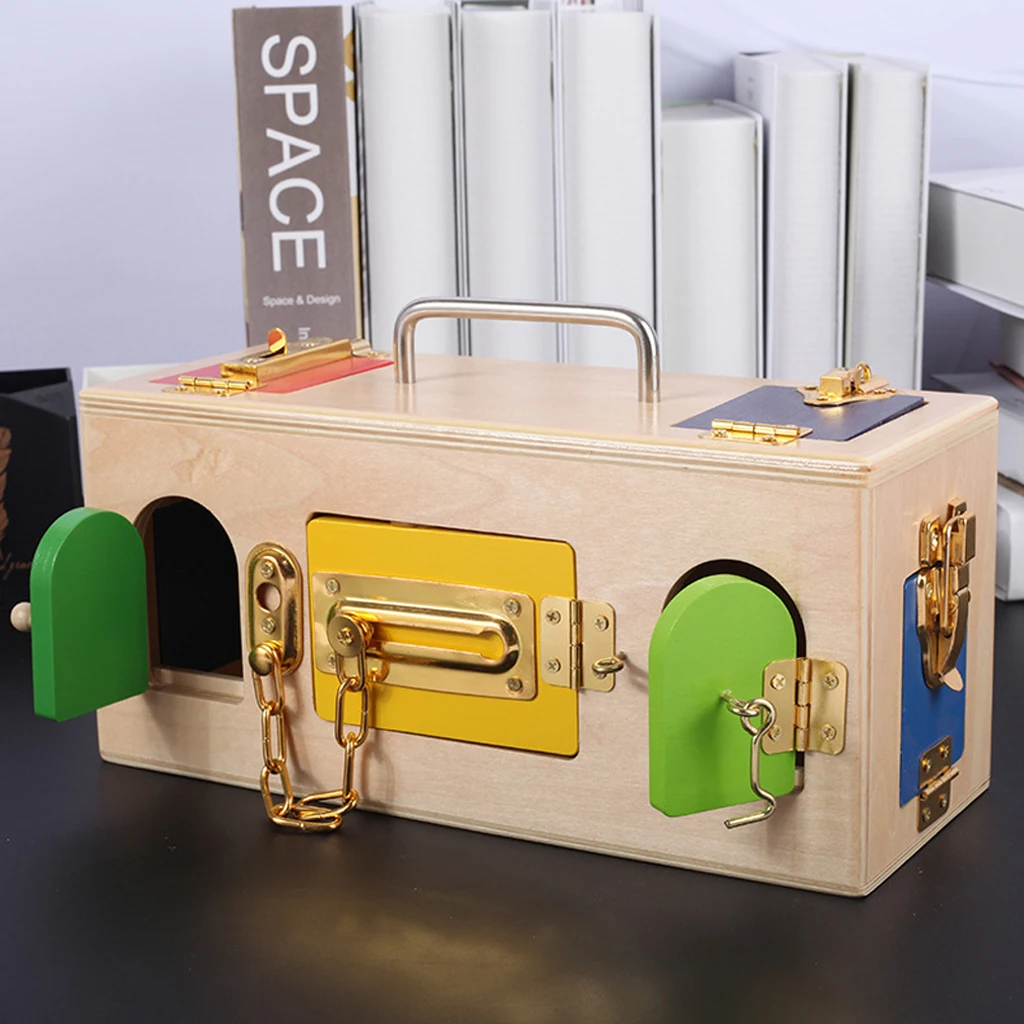 Creative Montessori Colorful Lock Box Kids Educational Preschool Training Toys
