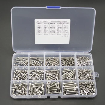 480pcs Assorted M2/M3/M4 Stainless Steel Screws Hex Socket Head Cap Nut Set With Box
480pcs Assorted M2/M3/M4 Stainless Steel Screws Hex Socket Head Cap Nut Set With Box