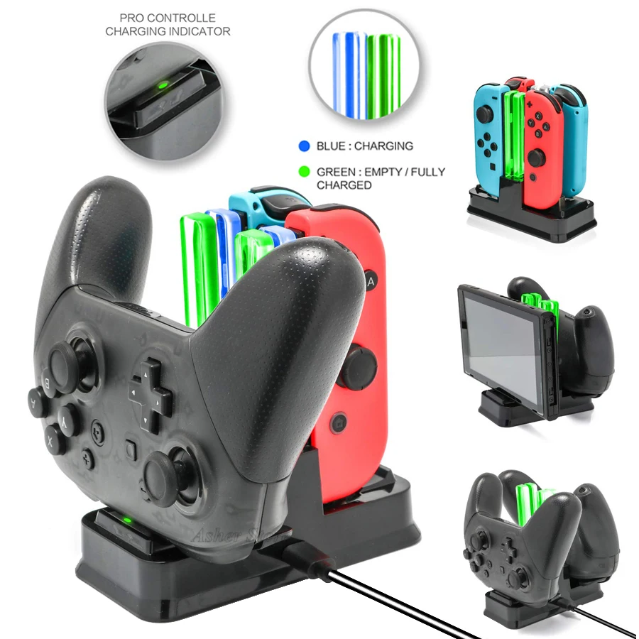 Новинка 2019 6 в 1 Nintendo Switch светодиодный светодиодное зарядное устройство подставка