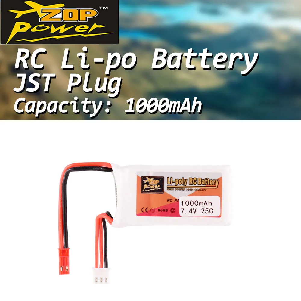 ZOP Power 7.4V 1000mAh 25C 2S Lipo Battery JST Plug Rechargeable Battery For RC Racing Drone Helicopter Multicopter RC Car
ZOP Power 7.4V 1000mAh 25C 2S Lipo Battery JST Plug Rechargeable Battery For RC Racing Drone Helicopter Multicopter RC Car