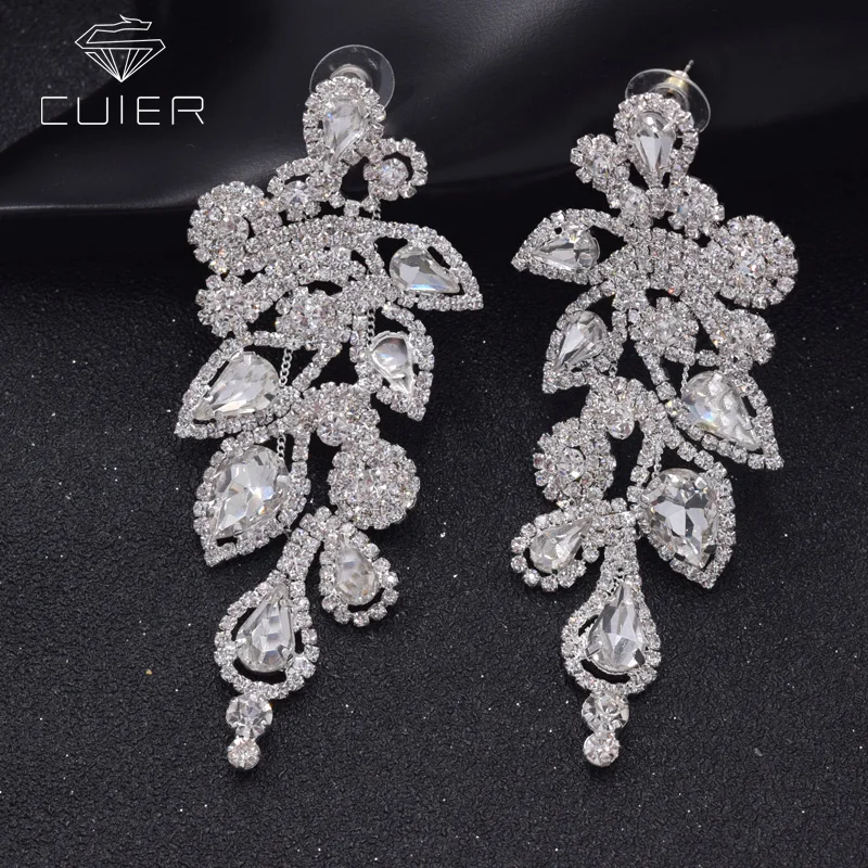 Rhinestones drop earring for bridal clear crystal strass leaves wedding women party decorations AAA stone ER-34
Rhinestones drop earring for bridal clear crystal strass leaves wedding women party decorations AAA stone ER-34