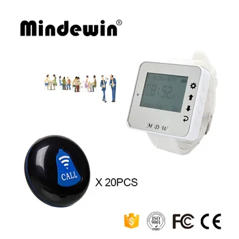 Mindewin 433mhz Waiter Pager Restaurant Wireless Calling System 1PCS Watch Pager M-W-1 and 20PCS Table Call Buttons M-K-1
Mindewin 433mhz Waiter Pager Restaurant Wireless Calling System 1PCS Watch Pager M-W-1 and 20PCS Table Call Buttons M-K-1