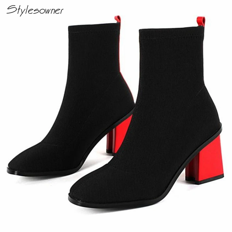 Stylesowner Sexy Red Women Stretch Sock Boots Ladies Ankle Boots 7CM Chunky High Heel Shoes Woman Botas Mujer Women Pumps
Stylesowner Sexy Red Women Stretch Sock Boots Ladies Ankle Boots 7CM Chunky High Heel Shoes Woman Botas Mujer Women Pumps