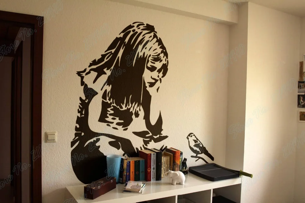 Little Girl Bird Think Long Hair Banksy Style Study Bedroom Living Room Decor Home Decal Removable Vinyl Art Wall Sticker B152
Little Girl Bird Think Long Hair Banksy Style Study Bedroom Living Room Decor Home Decal Removable Vinyl Art Wall Sticker B152