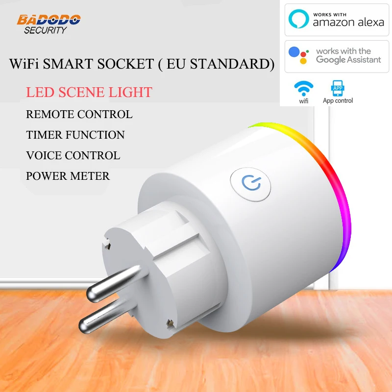WiFi Smart Power plug Socket outlet EU type LED scene light Timing power meter function Voice Control Amazon Alexa Google Home
WiFi Smart Power plug Socket outlet EU type LED scene light Timing power meter function Voice Control Amazon Alexa Google Home