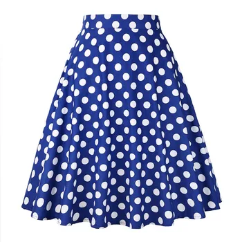 

Polka Dot Summer Pleated Retro Vintage Skirt High Waist Zipper Back Cotton Big Swing Pinup Rockabilly 50s 1950s Hepburn Skirts