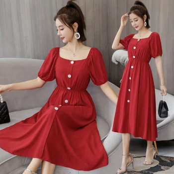 Fashion Square Collar Midi Dress Vestido De Festa Trendy Ol Women's Dresses Vestidos Pure Color Thin Summer Dress Ukraine 
Fashion Square Collar Midi Dress Vestido De Festa Trendy Ol Women's Dresses Vestidos Pure Color Thin Summer Dress Ukraine