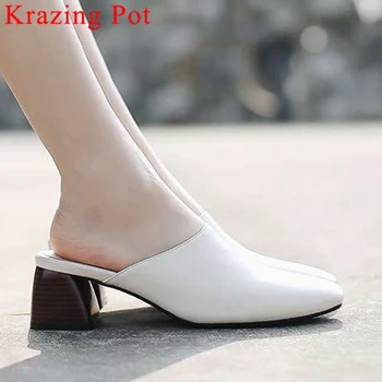 Krazing Pot pretty girls square toe slip on mules thick high heels square toe soft natural leather vintage retro cozy pumps L83
Krazing Pot pretty girls square toe slip on mules thick high heels square toe soft natural leather vintage retro cozy pumps L83