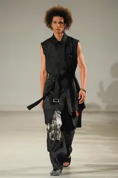 S-5XL 2018 new men's long shirt black linen slim sleeveless shirt European and American fashion show models singer costumes
S-5XL 2018 new men's long shirt black linen slim sleeveless shirt European and American fashion show models singer costumes