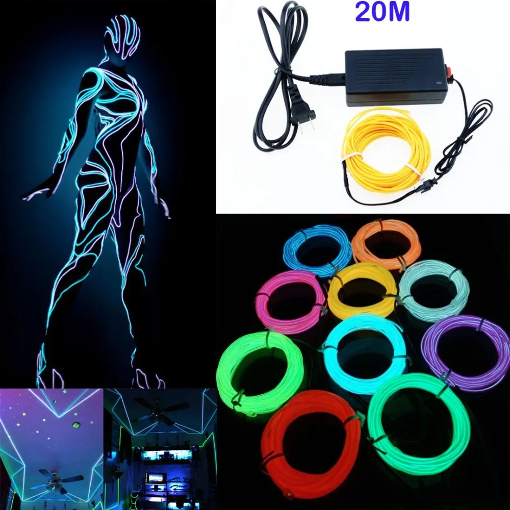 Hot Sale 20M Multicolor LED Soft Flash Flexible Neon Light Glow EL Strip Tube Wire Rope Lamp Car Rope Light Xmas Decor AC110V
Hot Sale 20M Multicolor LED Soft Flash Flexible Neon Light Glow EL Strip Tube Wire Rope Lamp Car Rope Light Xmas Decor AC110V