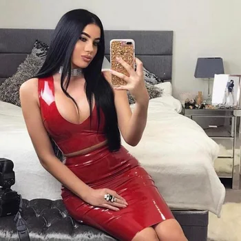 2019 sexy PU leather sexy summer dress two 2 piece set women vestidos deep v neck red beige sleeveless cocktail party dresses
2019 sexy PU leather sexy summer dress two 2 piece set women vestidos deep v neck red beige sleeveless cocktail party dresses