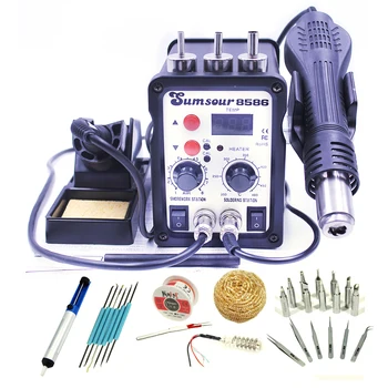 Solder Rework Station Sumsour 8586 2 In 1 Hot Air Gun Soldering Iron + Free Gifts 220V / 110V SMT SMD Welding Desoldering Repair
Solder Rework Station Sumsour 8586 2 In 1 Hot Air Gun Soldering Iron + Free Gifts 220V / 110V SMT SMD Welding Desoldering Repair