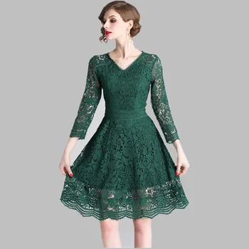 HAMALIEL 2019 High Quality Spring Summer Dress Fashion Green Lace Crochet Wrist Sleeve Clothign Women Hollow Out Floral Dress
HAMALIEL 2019 High Quality Spring Summer Dress Fashion Green Lace Crochet Wrist Sleeve Clothign Women Hollow Out Floral Dress