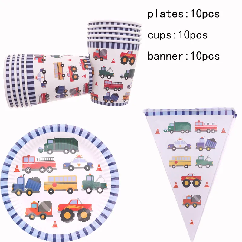 30Pcs Cartoon Truck and Car Plates cups banners Disposable tableware Boy birthday Idea birthday party decorations party supplies
30Pcs Cartoon Truck and Car Plates cups banners Disposable tableware Boy birthday Idea birthday party decorations party supplies