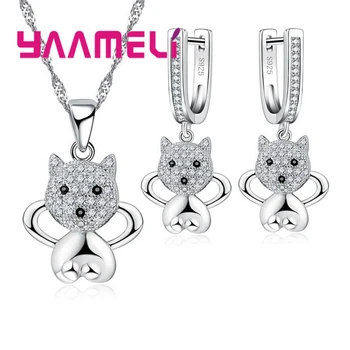 Cheap Price Top Quality Cat Head and Heart Pendant Necklace Earrings 925 Sterling Silver Cubic Zirconia Jewelry Sets
Cheap Price Top Quality Cat Head and Heart Pendant Necklace Earrings 925 Sterling Silver Cubic Zirconia Jewelry Sets