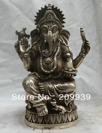 001087 China Tibetan Buddhism Silver Bronze statue Ganapati Ganesh Lord Ganesha Buddha (A0314)
001087 China Tibetan Buddhism Silver Bronze statue Ganapati Ganesh Lord Ganesha Buddha (A0314)