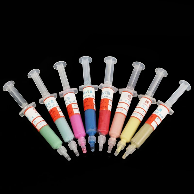 8pcs Diamond Polishing Lapping Paste Compound Syringes Set 5 Gram 0.5 - 10Micron Suitable For Use On Jewellery & Gemstone