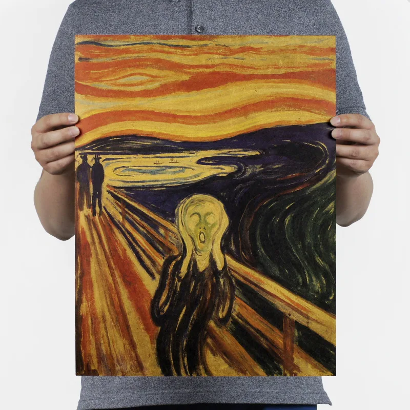 Edvard Munch картина маслом/крик/крафт бумага/наклейки на стену/Бар Кафе постер/ретро