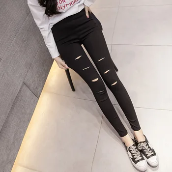 Womens Cotton Nylon High Waist Leggings Women Black Stretch Pencil Pants Ripped Leggins Femme Sweat Style Elastic Legging Holes
Womens Cotton Nylon High Waist Leggings Women Black Stretch Pencil Pants Ripped Leggins Femme Sweat Style Elastic Legging Holes