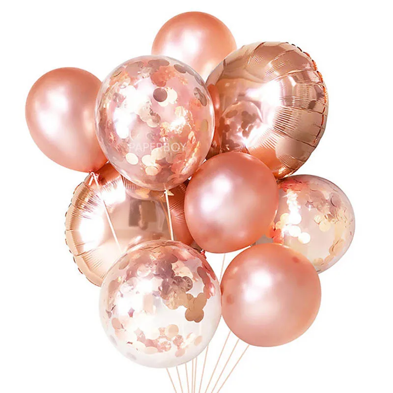 

10pcs/lot 18inch Rose Gold Round Foil Helium Balloons Confetti Balloon Baby Birthday Party Baloon Wedding Decor inflatable Balls