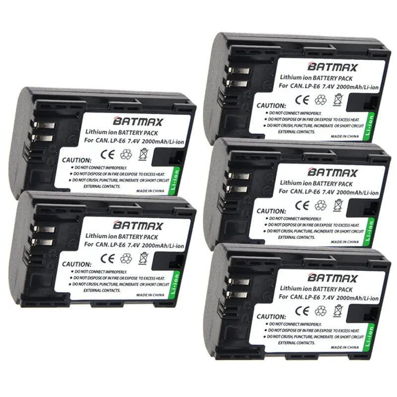 5Pcs 2000mAh LP-E6 LP E6 LPE6 Rechargeable Camera Batteries for Canon EOS 5D2 5D3 5D 7D 6D 40D 50D 70D 60D 600D Mark II III 2 3
5Pcs 2000mAh LP-E6 LP E6 LPE6 Rechargeable Camera Batteries for Canon EOS 5D2 5D3 5D 7D 6D 40D 50D 70D 60D 600D Mark II III 2 3