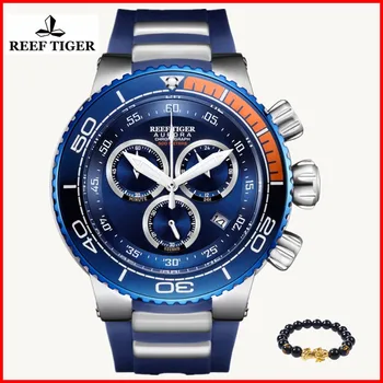 

Reef Tiger/RT Men Luxury Brand Sport Watches 50M Waterproof Analog Rubber Strap Rose Gold Big Watches Relogio Masculino RGA3168