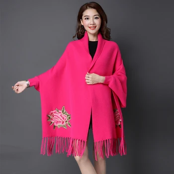 Top Grade New Women's Reversible Embroider Flower knitting Bat Sleeve Poncho Chal Thick Warm Stole Tippet Pashmina Shawl Cape
Top Grade New Women's Reversible Embroider Flower knitting Bat Sleeve Poncho Chal Thick Warm Stole Tippet Pashmina Shawl Cape