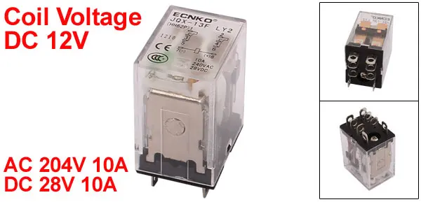HH62P LY2 DC 12V Coil 8 Terminal DPDT Red LED Electromagnetic Relay