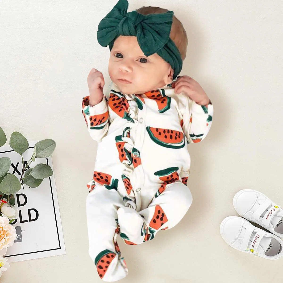 Cute Watermelon Newborn Baby Girls Boys Rompers Ruffles Jumpsuit Autumn Spring Baby Costumes
Cute Watermelon Newborn Baby Girls Boys Rompers Ruffles Jumpsuit Autumn Spring Baby Costumes