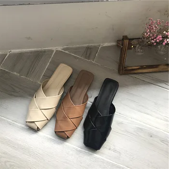 Vogue Pleated Flat Sandals Women Square Toe Vintage Women Mules Weave Flat Slippers Women Summer Beach Sandalias Mujer SWC0082 
Vogue Pleated Flat Sandals Women Square Toe Vintage Women Mules Weave Flat Slippers Women Summer Beach Sandalias Mujer SWC0082
