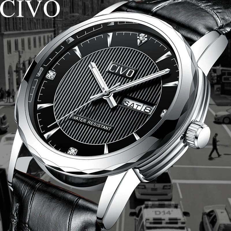 CIVO Luxury Brand Genuine Leather Watch Men Casual Simple Wristwatches Waterproof Analogue Quartz Watch With Date Calendar
CIVO Luxury Brand Genuine Leather Watch Men Casual Simple Wristwatches Waterproof Analogue Quartz Watch With Date Calendar