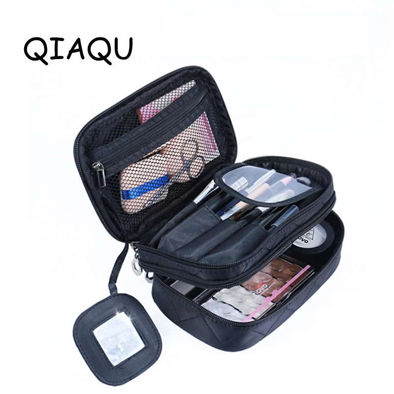 

QIAQU High Capacity Cosmetic Bag Makeup Bag Women Travel Organizer Professional Storage Brush Necessaries Make Up Case Beauty