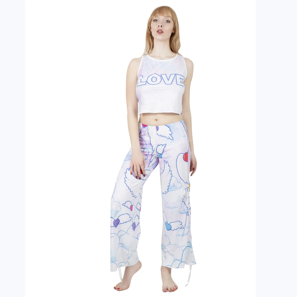 Womens Pajamas love Wings Printing Pyjama Set Drawstring design Pajama pants Female Nightwear Set Three Piece Set Loungewear
Womens Pajamas love Wings Printing Pyjama Set Drawstring design Pajama pants Female Nightwear Set Three Piece Set Loungewear
