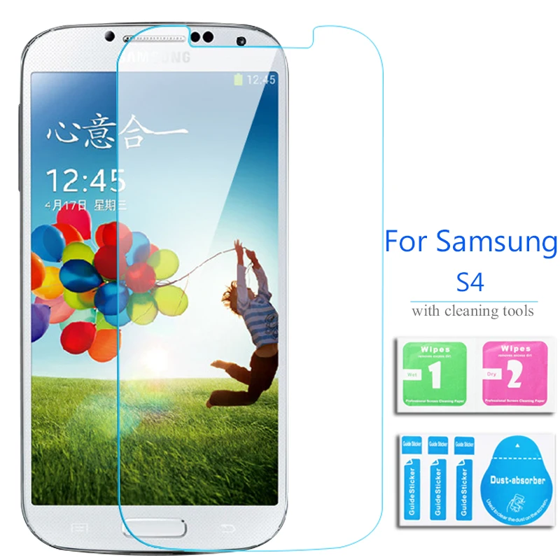 

2Pcs For Samsung Galaxy S4 tempered glass screen protector Safety Film on S 4 IV I9500 I9505 e300s E300K SIV Altius