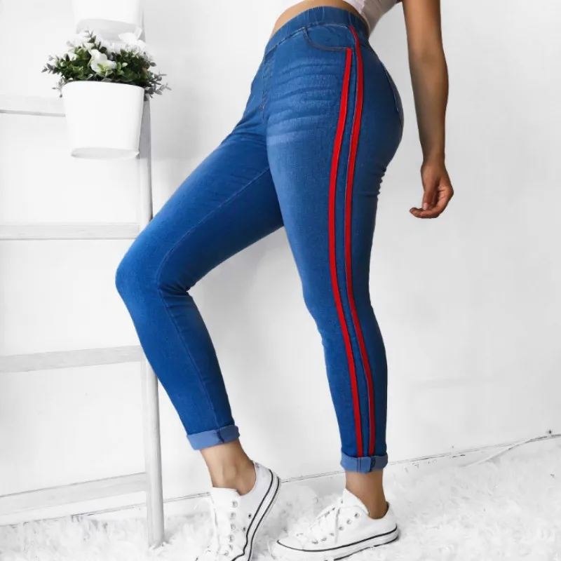 Women's Jeans High Waist Skinny Jeans Side Striped Trousers Patchwork Matched Casual Pants Slim Boots Jeans Tight-fitting
Women's Jeans High Waist Skinny Jeans Side Striped Trousers Patchwork Matched Casual Pants Slim Boots Jeans Tight-fitting
