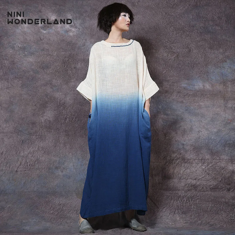 NINI WONDERLAND Summer Dress Women Loose Casual Dress Female Big Size Long Dresses Cotton Gradient Vintage Long Robe Plus Size
NINI WONDERLAND Summer Dress Women Loose Casual Dress Female Big Size Long Dresses Cotton Gradient Vintage Long Robe Plus Size