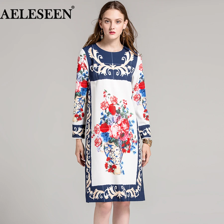 AELESEEN HOT SALE Luxury Runway Dress Designer Vase & Flower Printed Women Vintage 2018 Autumn Loose Long Sleeve Dress
AELESEEN HOT SALE Luxury Runway Dress Designer Vase & Flower Printed Women Vintage 2018 Autumn Loose Long Sleeve Dress