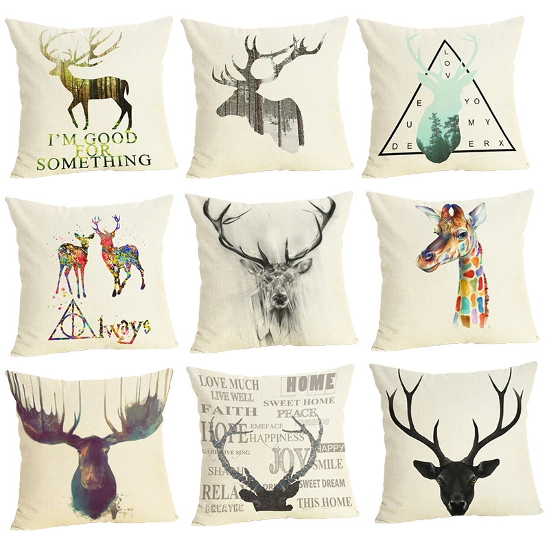 Nordic Style Cute Custom Deer Pattern Throw Pillow case Linen Cotton Cushion Cover Creative decoration for Sofa Car covers 
Nordic Style Cute Custom Deer Pattern Throw Pillow case Linen Cotton Cushion Cover Creative decoration for Sofa Car covers