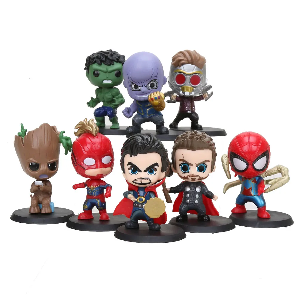 8pcs/set Marvel Avengers Endgame Cute Spiderman Ironman Thor Hulk Guardians of the Galaxy Tree Man Figure Toy
8pcs/set Marvel Avengers Endgame Cute Spiderman Ironman Thor Hulk Guardians of the Galaxy Tree Man Figure Toy